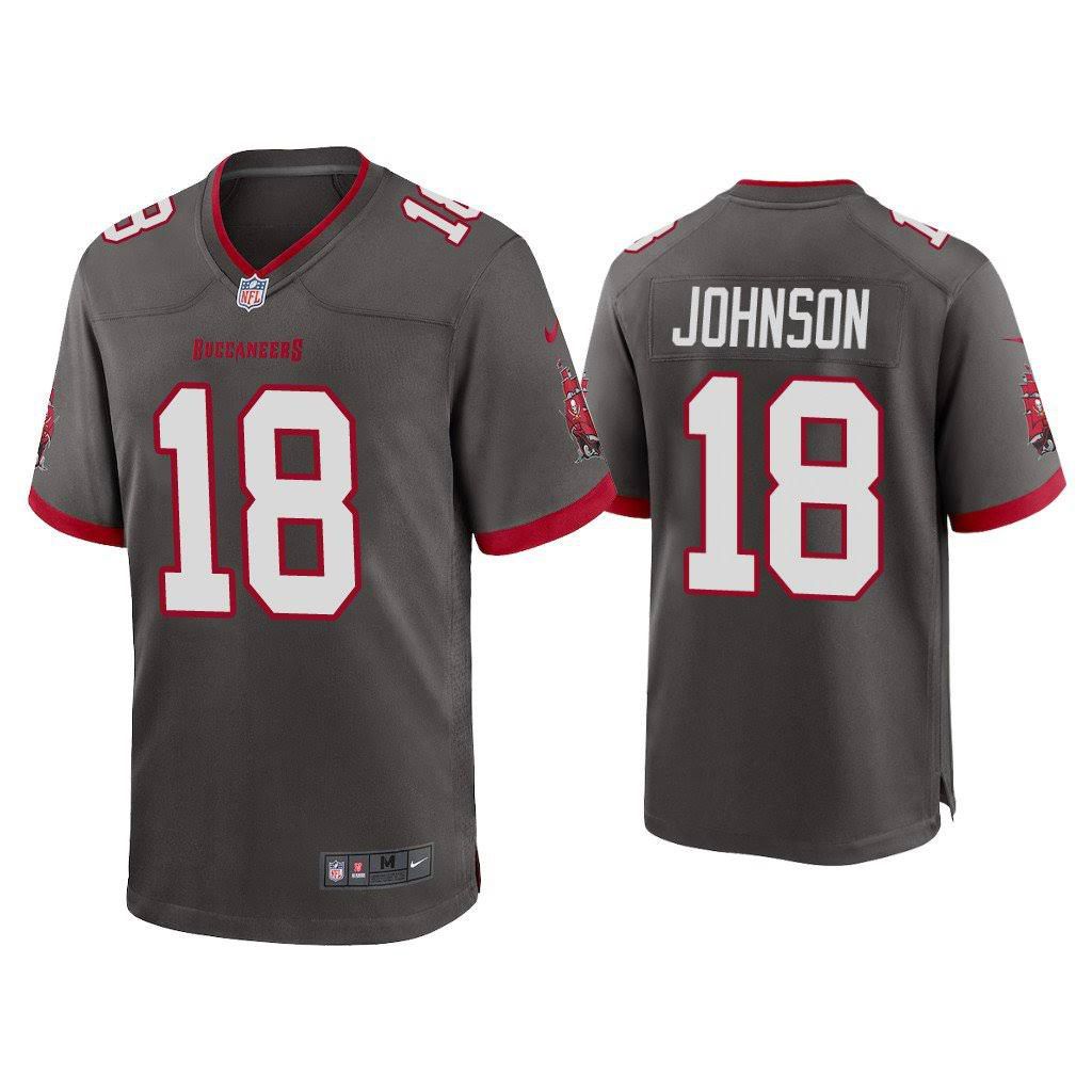 Men Tampa Bay Buccaneers #18 Tyler Johnson Nike Pewter Alternate Game NFL Jersey